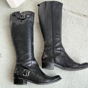 Stylish Black Leather Over the Knee Boots